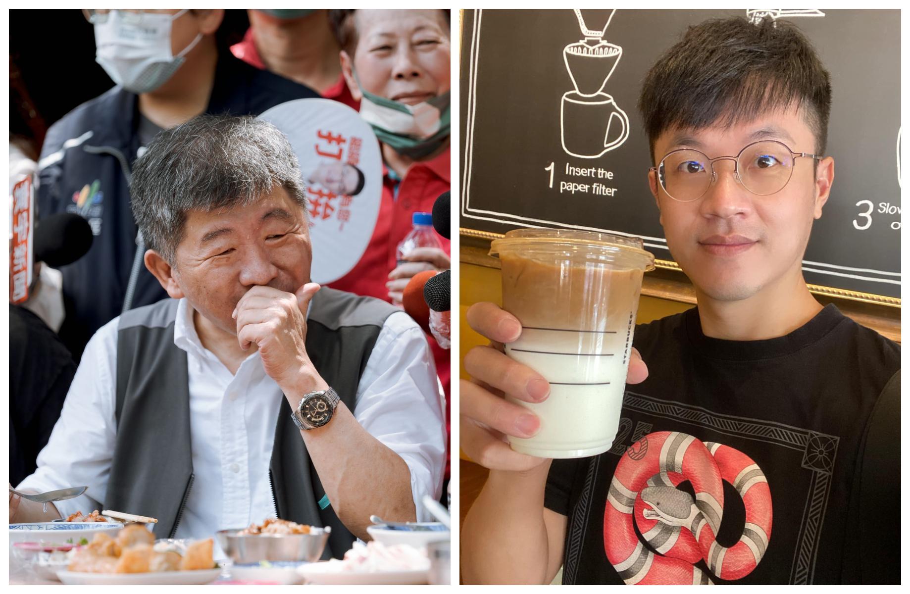 陳時中（左圖）的「網路人設」居然是焦糖哥哥陳嘉行（右圖）。（翻攝陳時中、陳嘉行臉書）