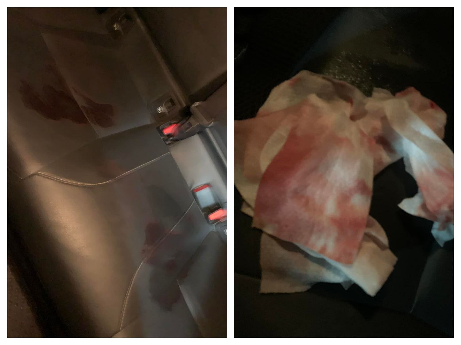 一對情侶搭乘計程車後弄髒後座，卻未清理也主動告知就逕自下車。（翻攝自爆怨公社）