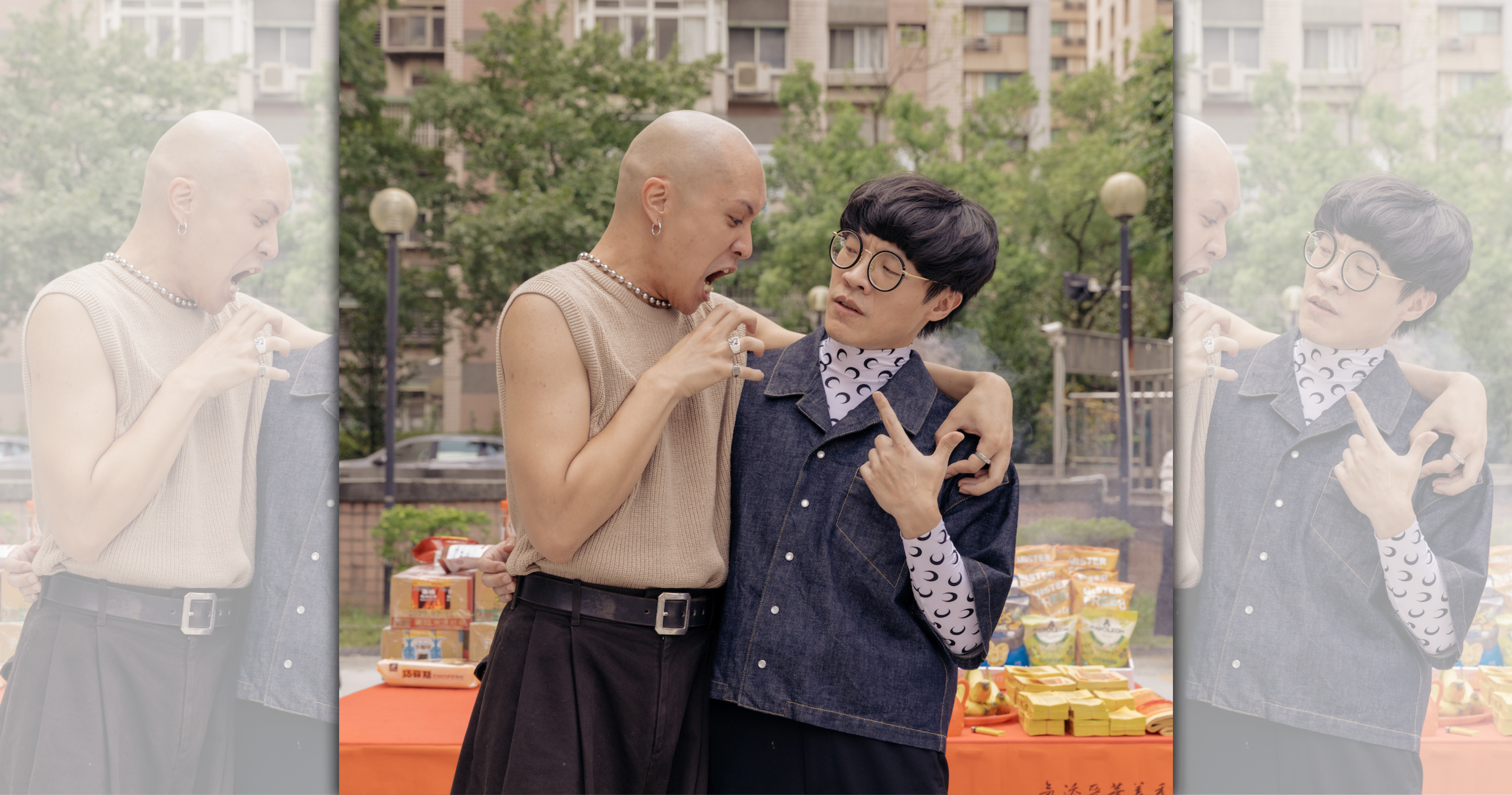 同為金曲得主，卻在電影碰頭，盧廣仲（右）將與黃宣（左）在《他馬克老闆》互相飆戲。（氧氣電影）