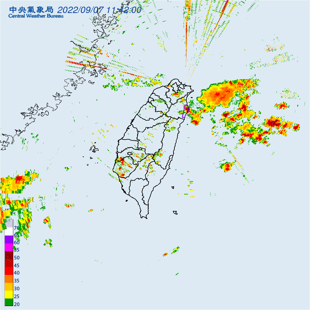 氣象局也對宜蘭縣發布大雷雨即時訊息。(中央氣象局提供)