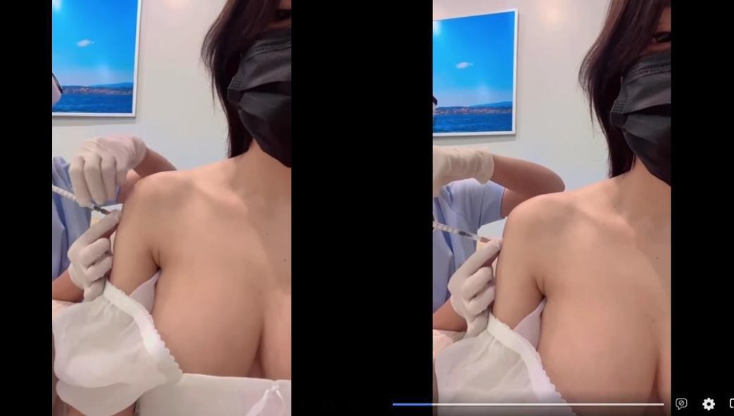 一名正妹打針14秒影片,掀起大票網友討論。(翻攝自爆廢公社)