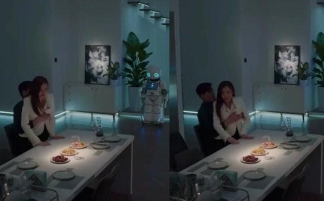 《東八區的先生們》劇中出現張翰擁抱時手自腰間轉移到觸碰到王曉晨胸部情節。（翻攝微博）