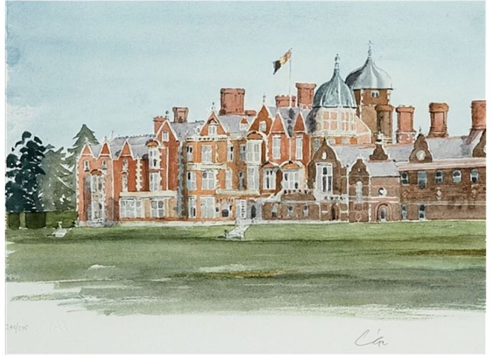 1991年畫的桑德令罕府。（Sandringham, 1991，翻攝artnet.com）