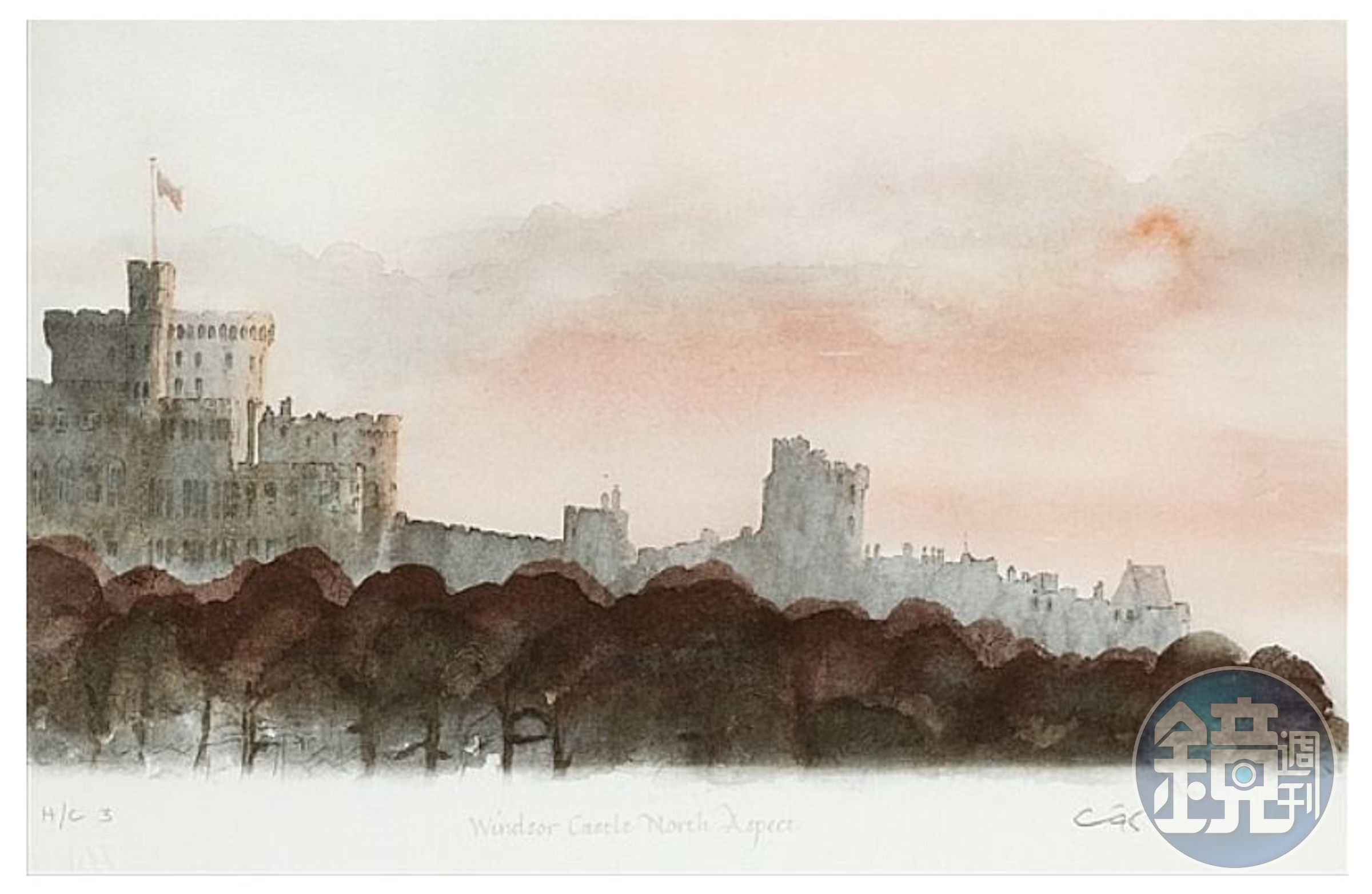 1995年畫的溫莎城堡北面。（Windsor Castle North Aspect, 1995，翻攝artnet.com）