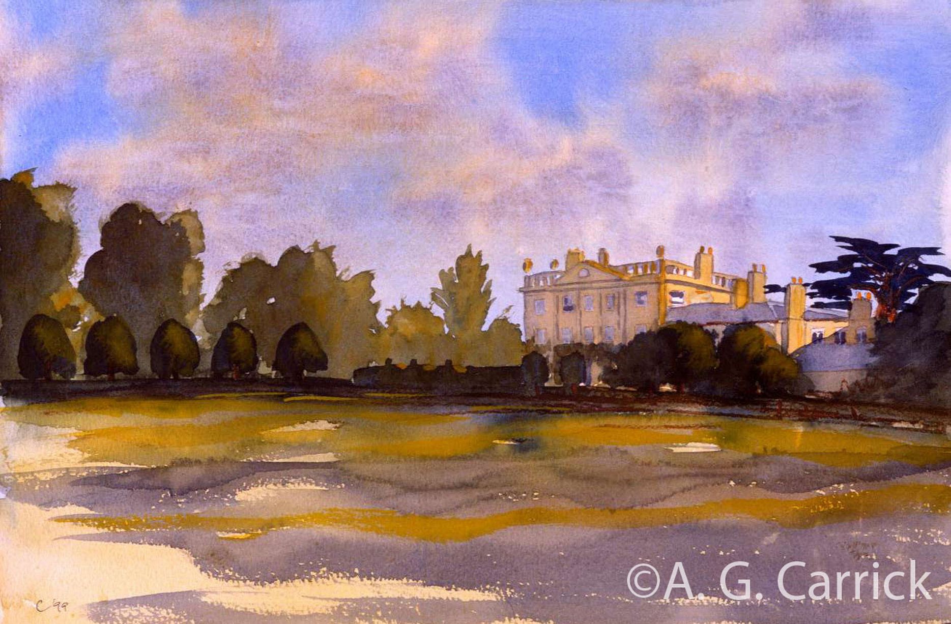 1999年畫的海格羅夫故居（Highgrove House, 1999，翻攝princeofwales.gov.uk）