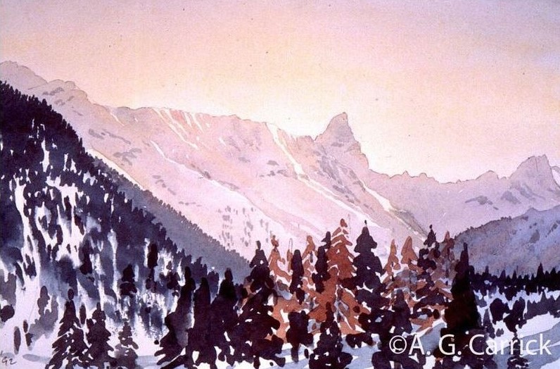 1992年畫的瑞士山景。（Tinzenhorn from Wolfgang, near Davos, Switzerland,1992，翻攝BBC）