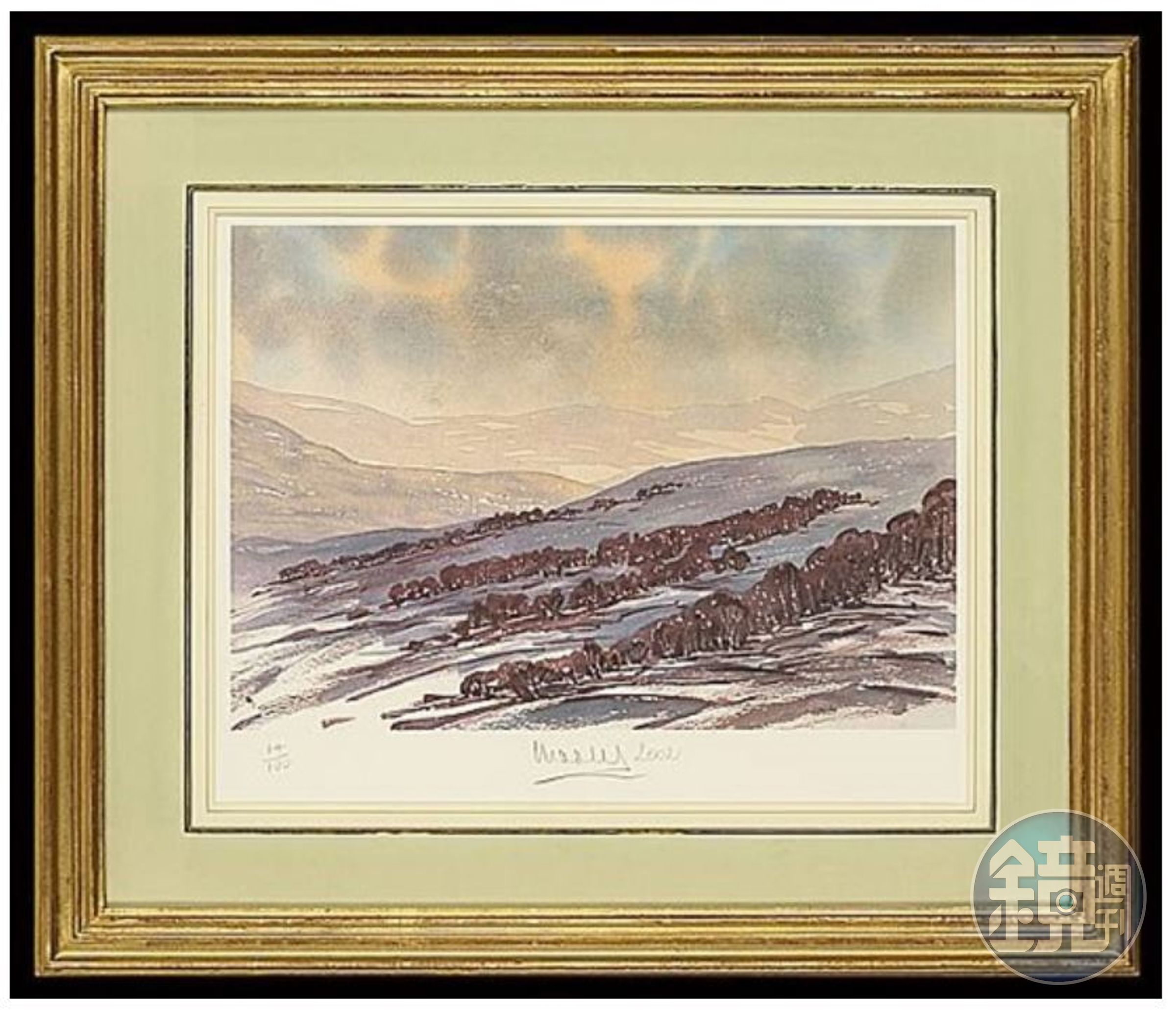 2002年1月畫的蘇格蘭蓋恩河谷。（Glengairn, Aberdeenshire, January, 2002，翻攝artnet.com）