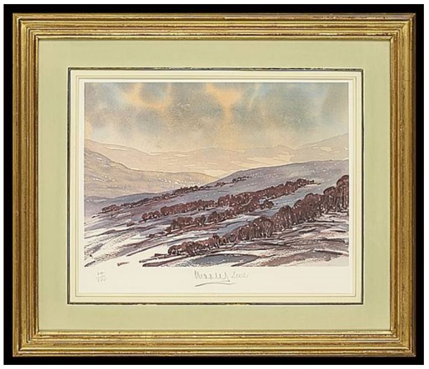 2002年1月畫的蘇格蘭蓋恩河谷。（Glengairn, Aberdeenshire, January, 2002，翻攝artnet.com）