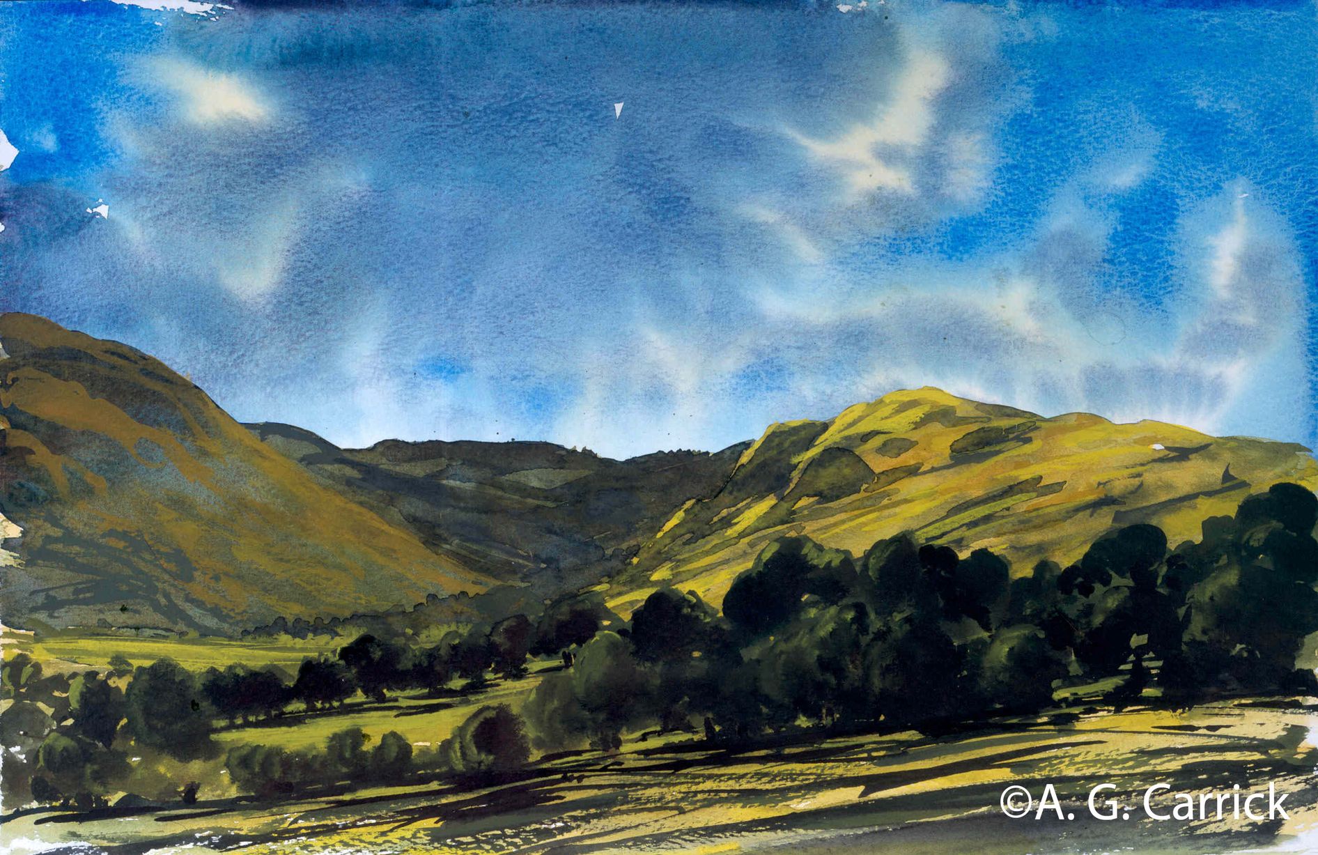2007年Cwm Berwyn的鄉村景緻。（Cwm Berwyn, near Tregaron, painted in 2007，翻攝BBC）