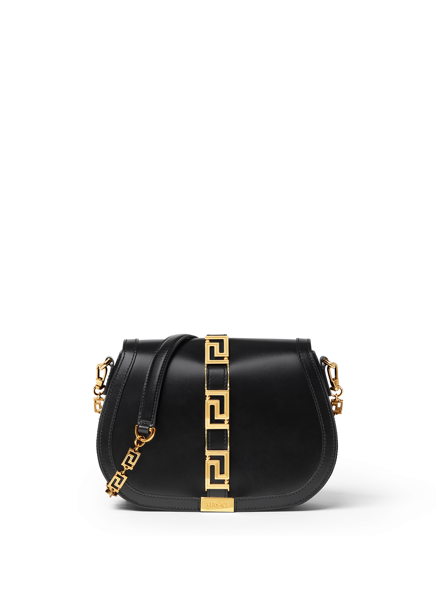 Greca Goddess黑色大號迷宮女神肩背包。NT$102,500（VERSACE提供）