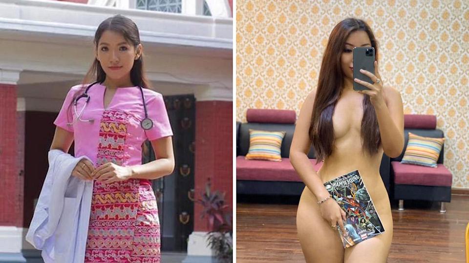 女醫脫衣爆乳大解放，驚傳近期「過度淫蕩」！官員拳頭硬到逮捕她。（翻自推特+臉書）