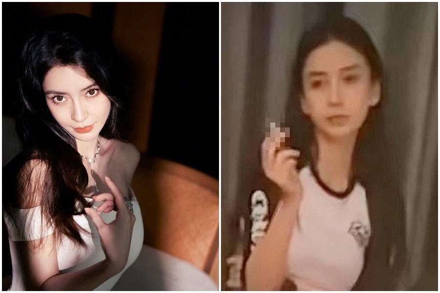 Angelababy抽菸畫面在網路上瘋傳,偷拍地點的店家發文證實是離職員工所為。(翻攝自微博)