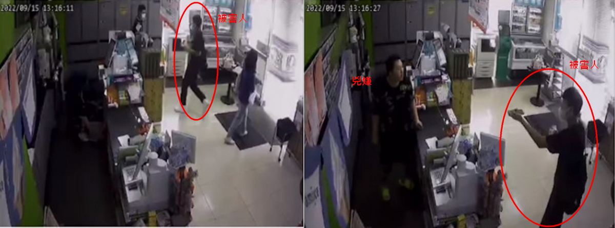 新北市樹林驚傳高中生沿街遭人持菜刀追砍，被害人衝進超商求救，凶嫌事後竟說「認錯人」。（翻攝《爆廢公社公開版》）