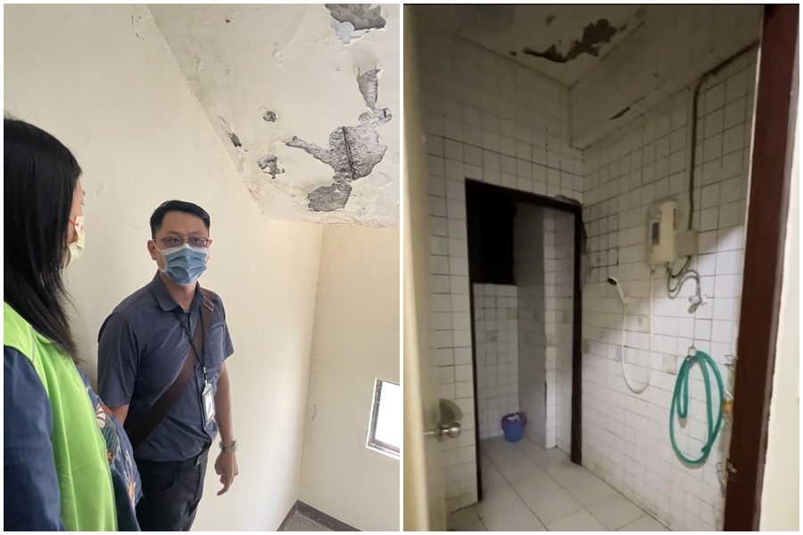 新北市議員鄭宇恩會勘八里長坑國小教師宿舍。（讀者提供）