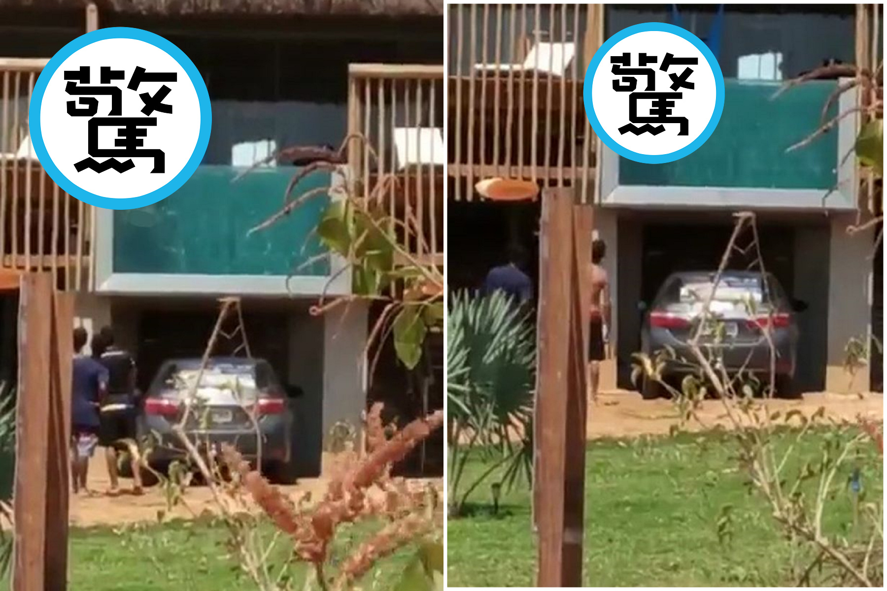 「泳池強震」驚濤駭浪，竟是18禁活春宮！一堆鄉民圍觀影片曝光。（翻自《每日星報》）