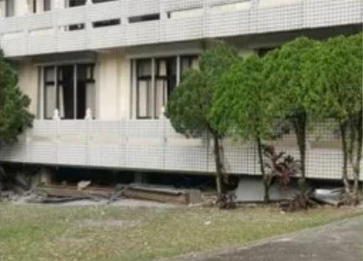 玉里鎮的天宣道院在強震後「3層變2層」,1樓直接被壓垮。(翻攝自營建署報告)