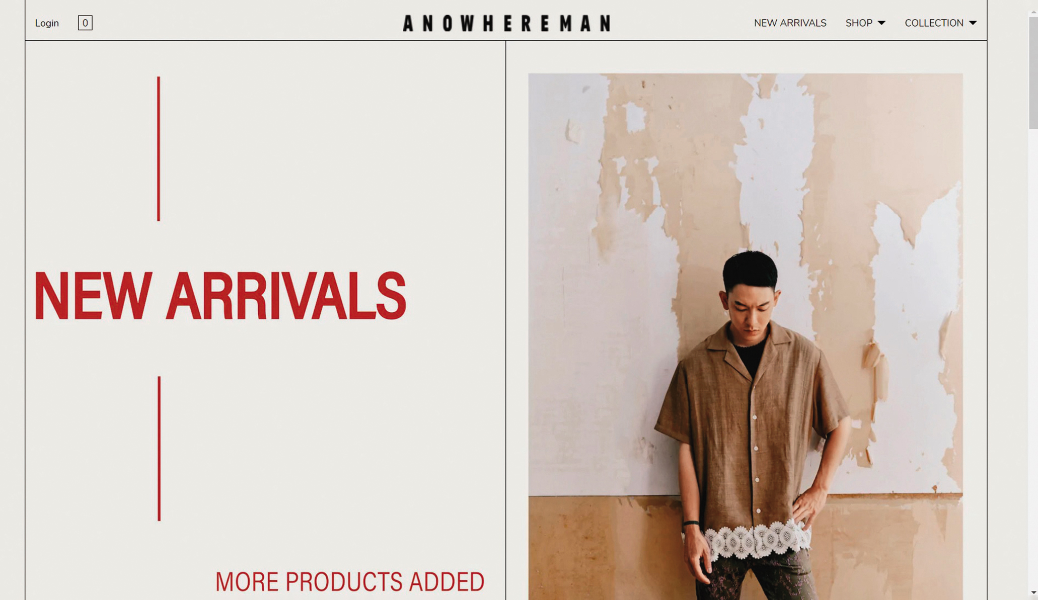 陳柏霖主理的潮牌服裝官網「ANOWHEREMAN」重新開張。(翻攝自ANOWHEREMAN官網)