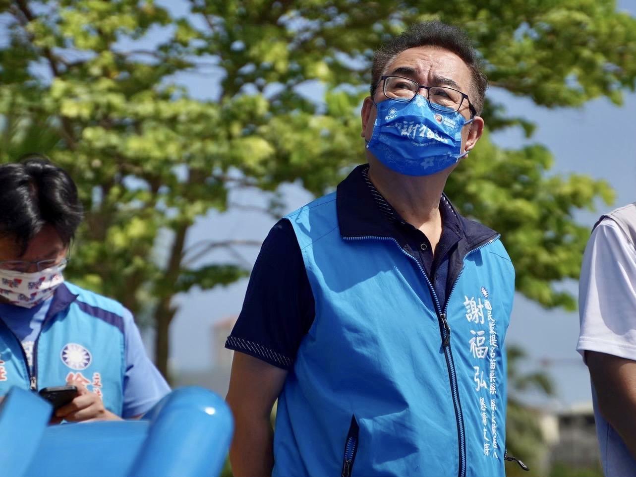 苗栗縣長候選人謝福弘針對縣內的防災防震，提出四項作法透過官方與民間一同防災。（謝福弘辦公室提供）