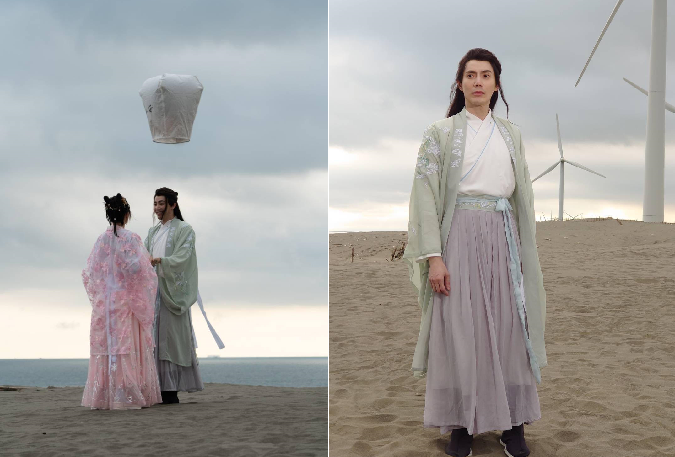 王凱跟女主角嬛嬛演感情戲在沙灘漫步。（超級好幸福提供）