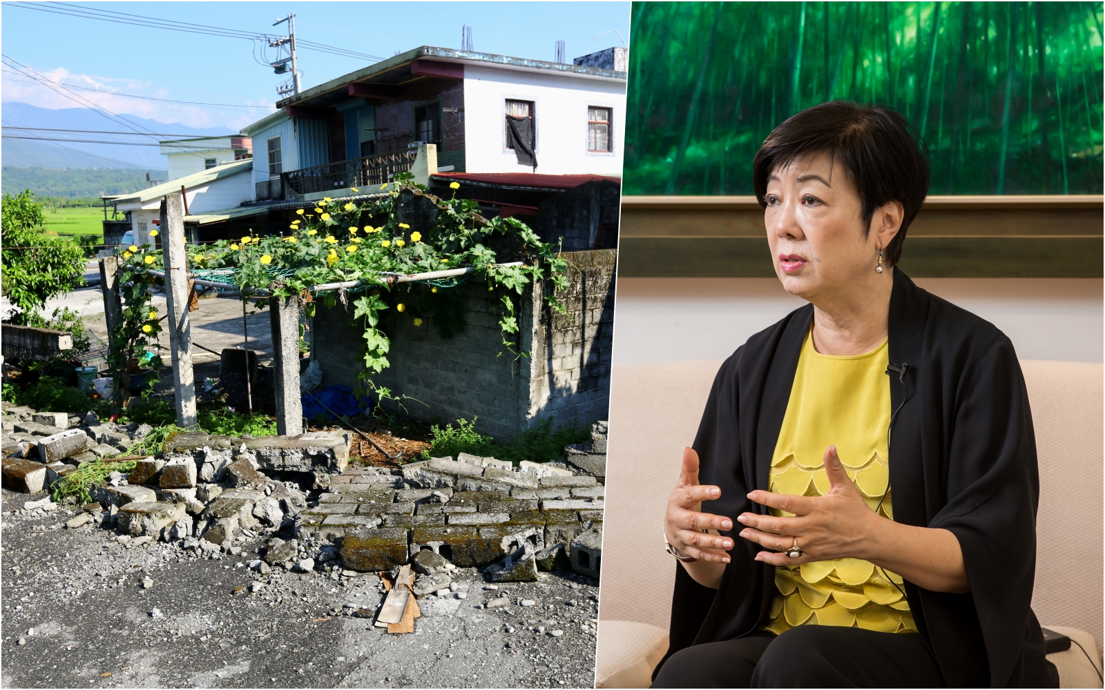 花蓮玉里在918強震中受災嚴重，台積電慈善基金會董事長張淑芬今前往當地關懷。（右為本刊資料照）
