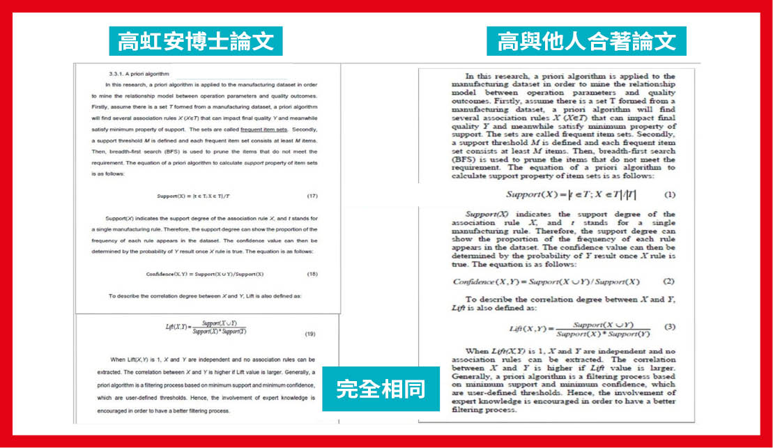 本刊報導高虹安博士論文涉抄襲,高指媒體不該僅以4頁截圖就指控她涉抄襲及剽竊。事實上,本刊比對,高虹安的博士論文與2份資策會論文期刊有4161字相同,占了其論文的25%。