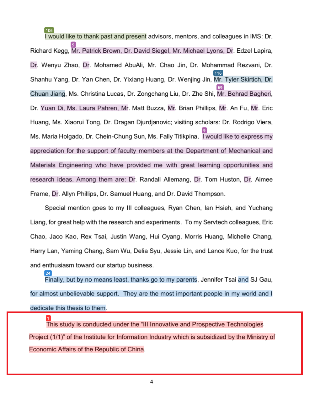 本刊取得今年8月下載的高虹安論文，當時謝詞的內容已被更動，並被補上「資策會補助計畫」等字眼。