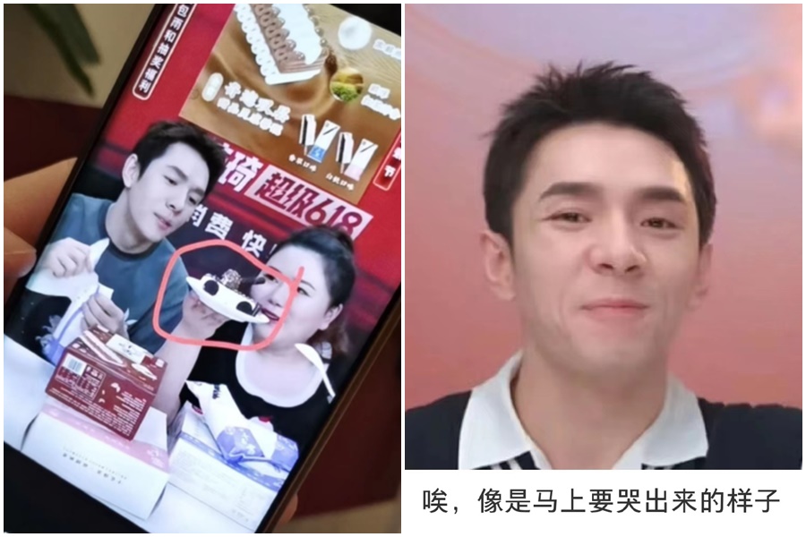 李佳琦因在六四前夕宣傳「坦克蛋糕」被消失，昨低調復出，卻被網友發現眼眶一度泛紅，感覺快哭出來了。（翻攝自微博）