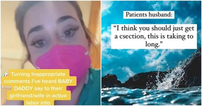 一名產房護士分享許多爸爸在產房內說過的荒謬對話。（翻攝hollyd_rn抖音）