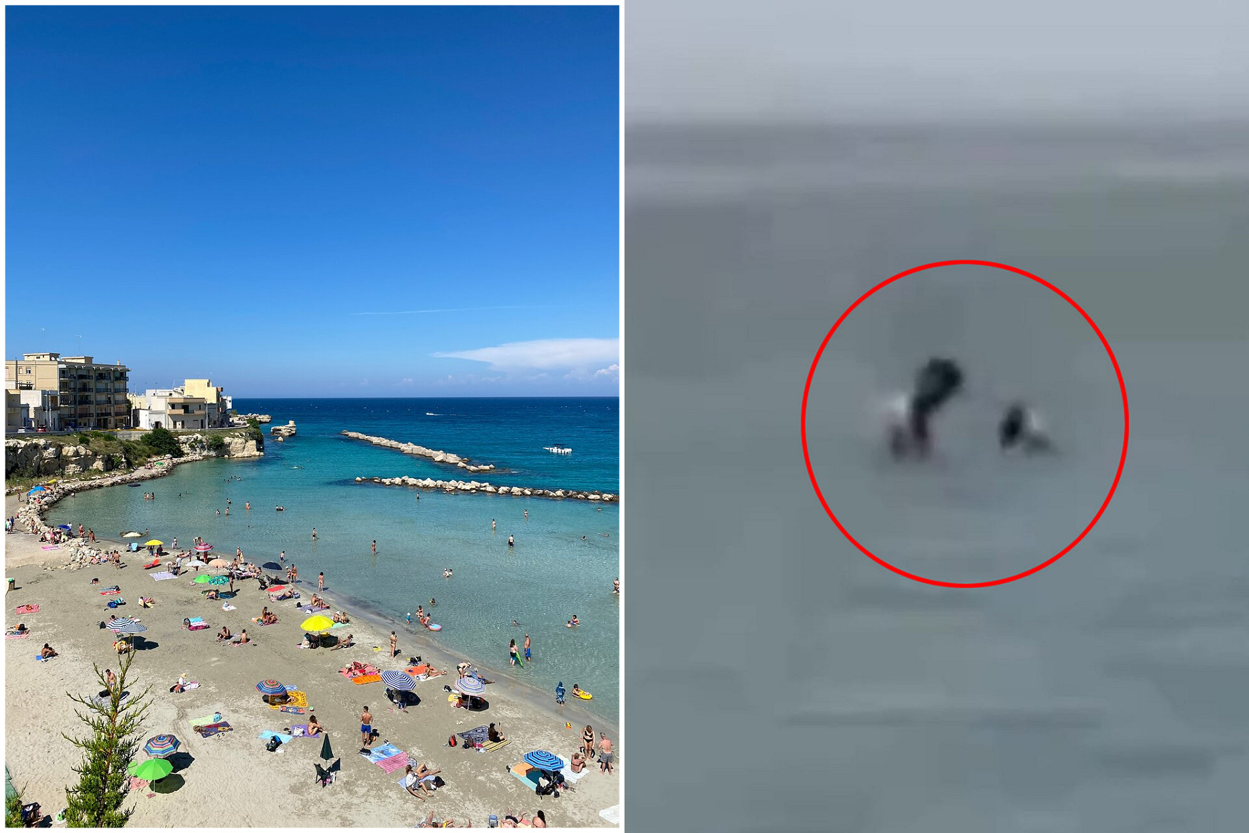 男女在鹹濕海裡「後浪推前浪」，鄉民圍觀活春宮全嗨了。（翻自推特）