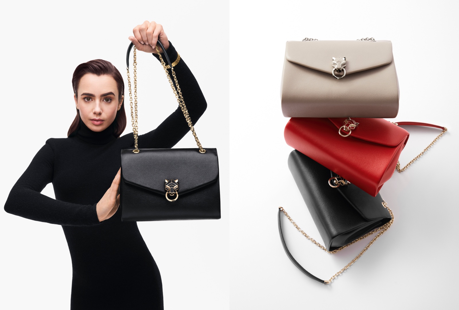 Cartier全新Panthère de Cartier美洲豹鍊帶包款融合皮件與珠寶工藝，彰顯都市風範。（卡地亞提供）