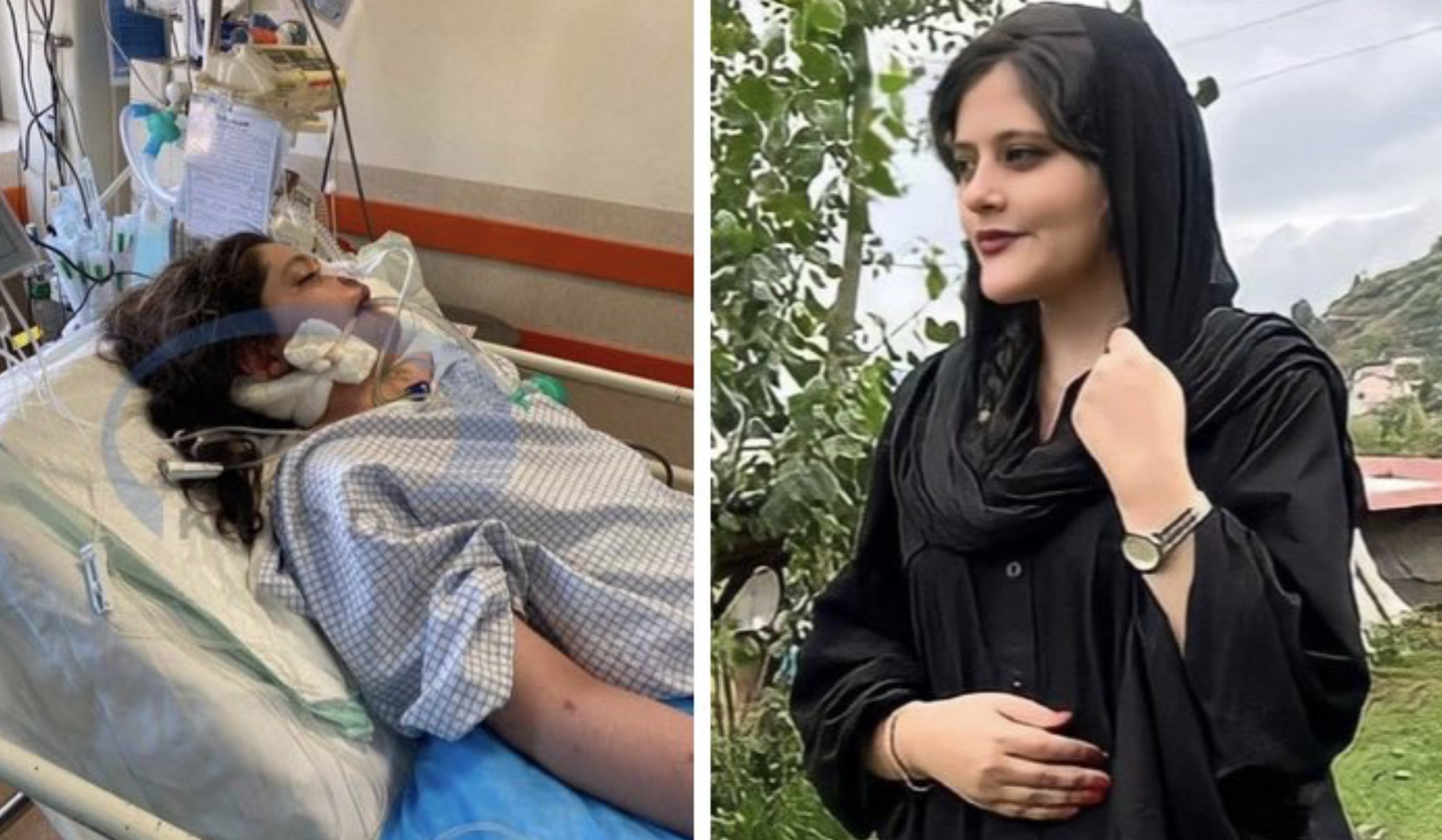 伊朗22歲女子艾米尼因被宗教警察指未戴好頭巾遭逮捕，被捕3天後突傳出死訊，民眾質疑艾米尼遭警方動用暴力身亡。（翻攝推特）