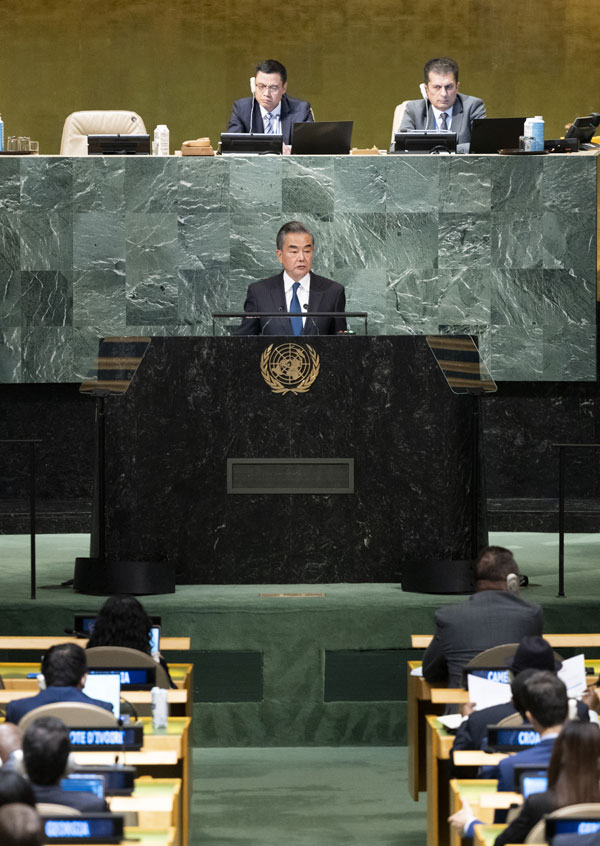 中國外交部長王毅在聯合國大會上扯「台灣屬於中國」,引發我國外交部、陸委會抨擊。(翻攝自中國外交部官網)