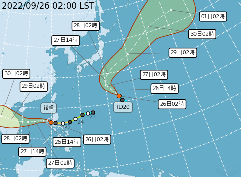 中颱「諾盧」進入呂宋島地形遭破壞、強度略減弱,不過它進入南海後,仍有再次增強的趨勢。(中央氣象局提供)