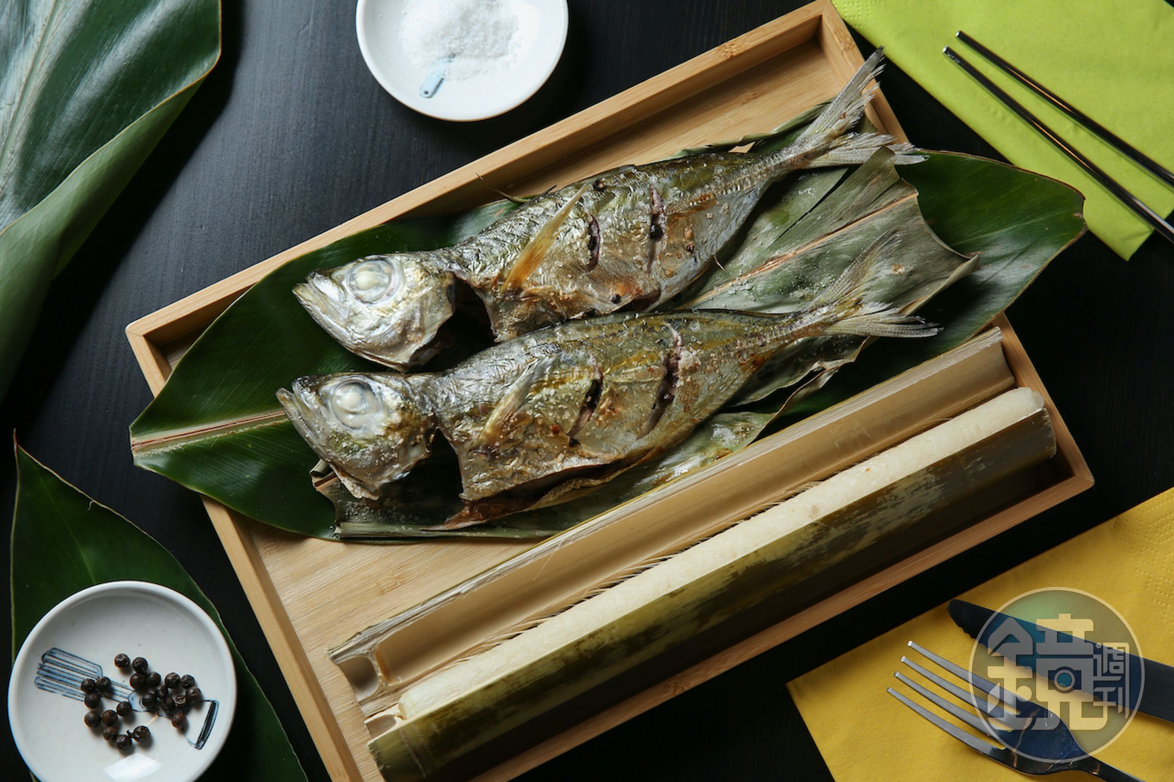 帶有山林野趣的「烤馬告目孔搭配原味竹筒飯」，原味鮮美。（720元／份）