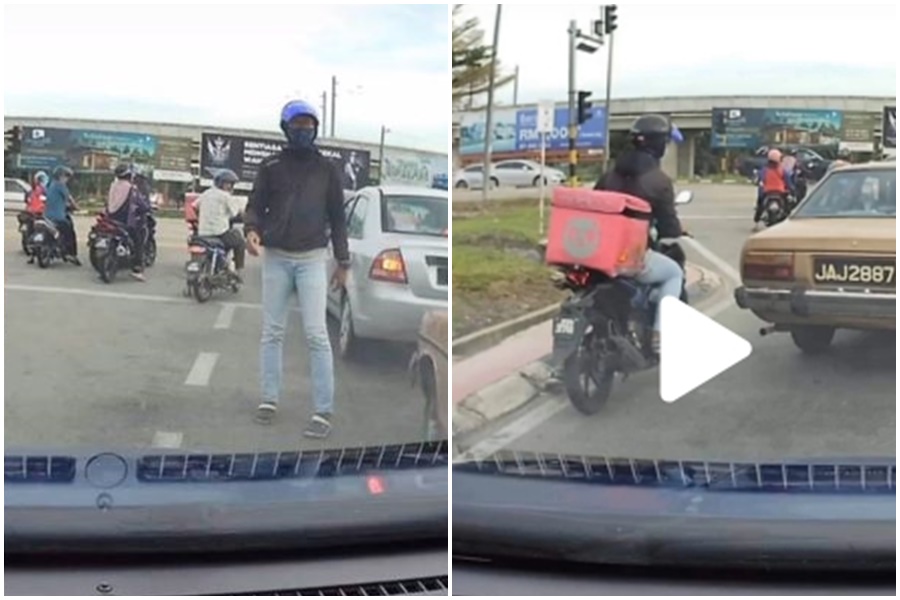 一名孕婦前往醫院生產遇塞車，遇到熱心的外送員協助開路。（翻攝自抖音）