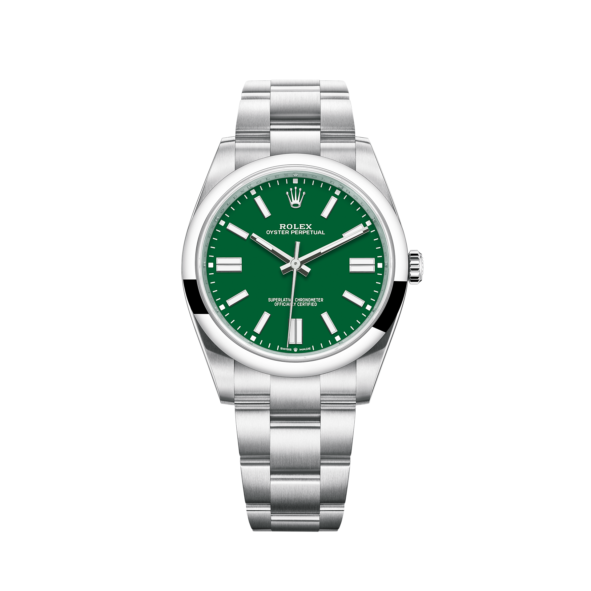 勞力士Oyster Perpetual 41「蠔式恆動型」綠色面盤錶款。