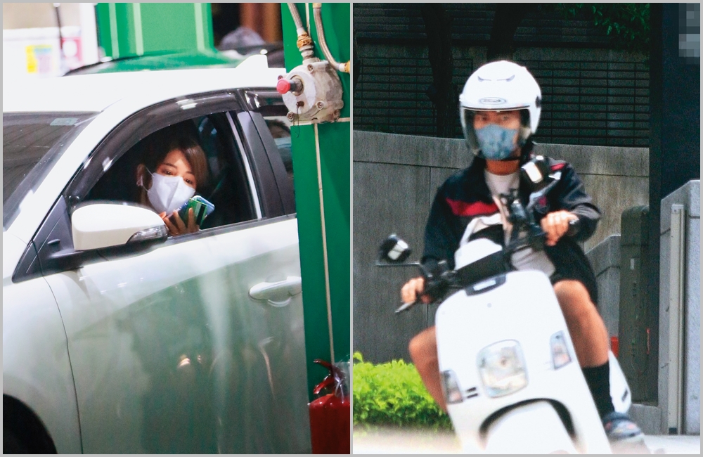 許仁杰隔了9個小時從謝京穎家的停車場騎車出來，進出都用她家車道，而且當天本刊根本沒跟拍他。本刊另有照片顯示，謝京穎在車內滑手機等待許仁杰一起進她家的停車場，沒發生所謂給遙控器的情事。