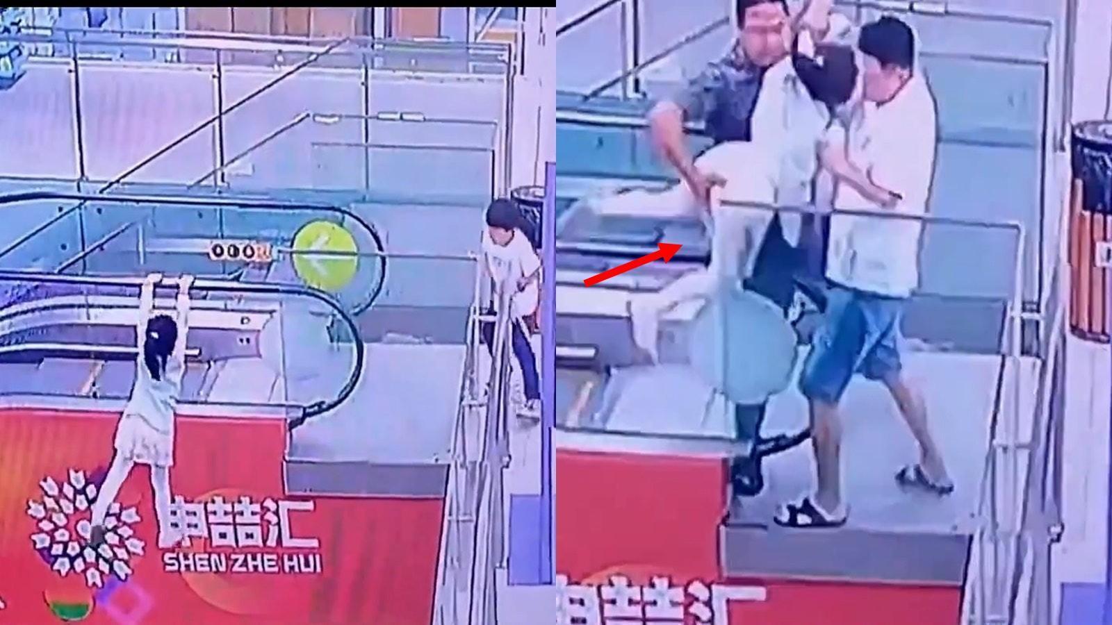 女童恐怖垂掛手扶梯，好心男救她卻被批「猥褻下體」：以後誰還敢救？（翻自微博）