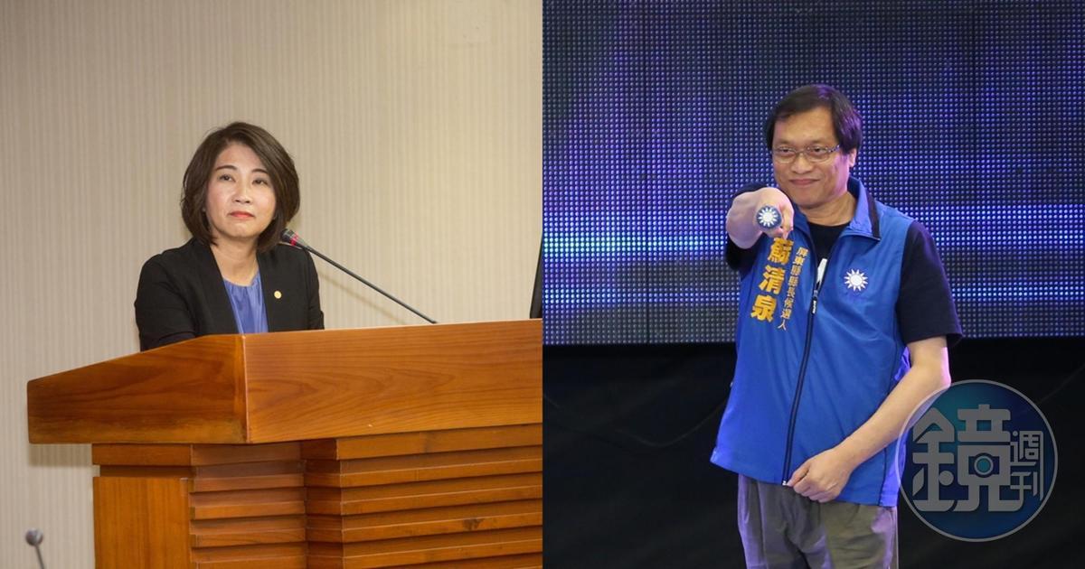 屏東陳姓角頭28日高調替父親舉辦告別式,民進黨屏東縣長候選人周春米(左)、國民黨屏東縣長候選人蘇清泉(右)都派員到場致哀。(本刊資料照)
