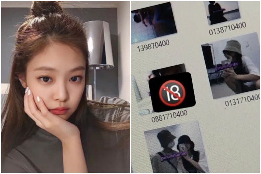BLACKPINK成員Jennie屢傳出手機遭駭事件，近日再被外流私密照。（翻攝自推特）