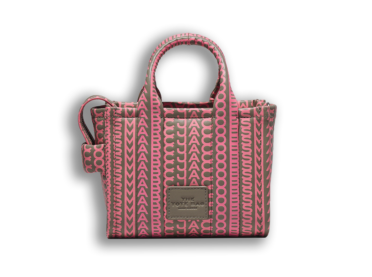 粉灰Monogram圖騰迷你托特包。NT$18,900。(俊思提供)