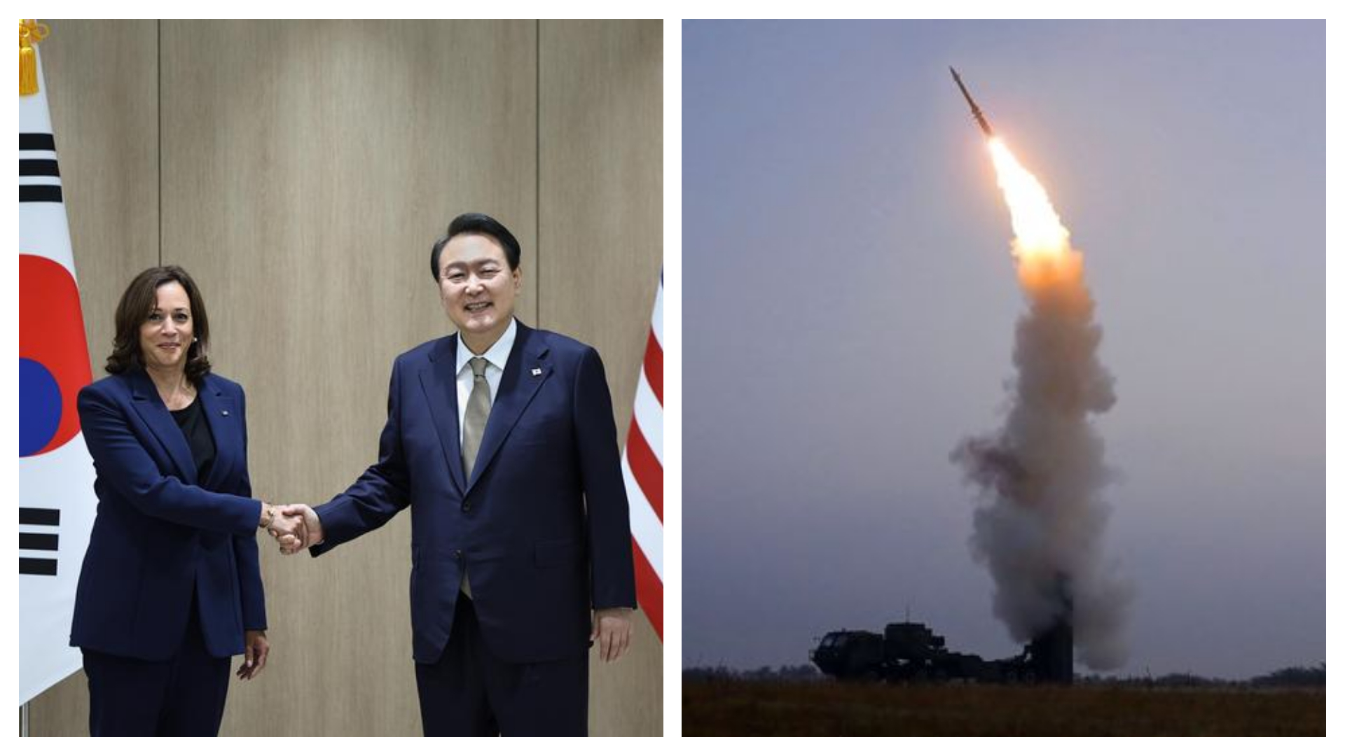 賀錦麗前腳剛走,北韓就發射短程彈道飛彈,被認為是對聯合軍演的不滿或針對賀錦麗。(翻攝自推特@President_KR、朝中社)