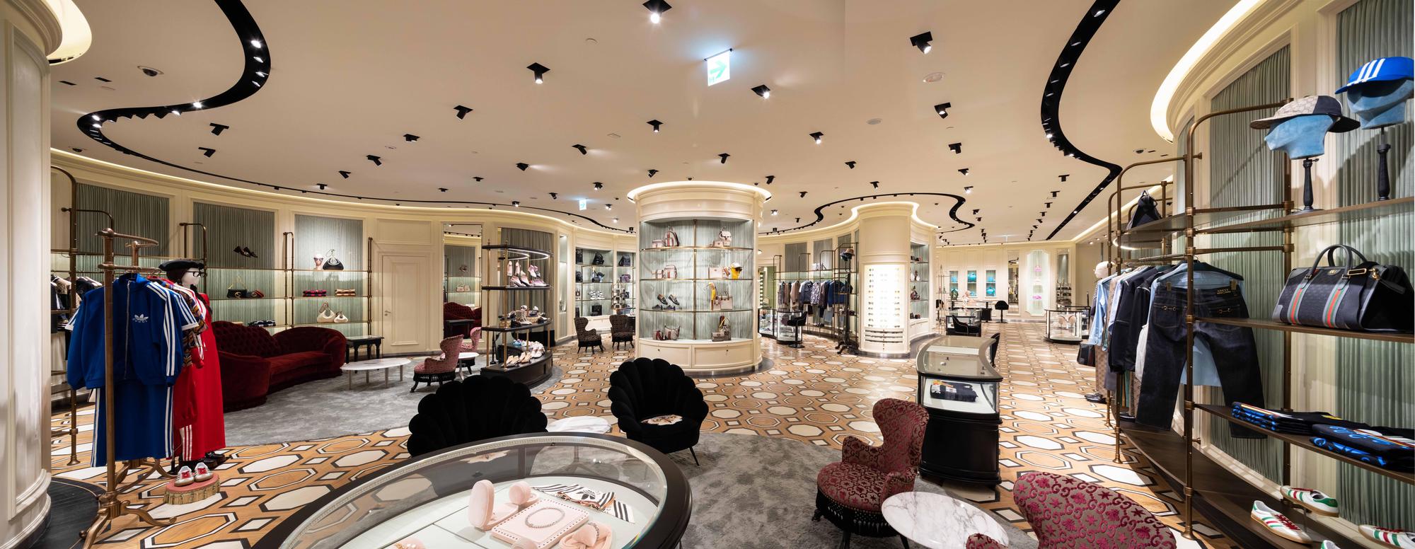 GUCCI高雄漢神巨蛋專門店的精緻內裝。(古馳提供)