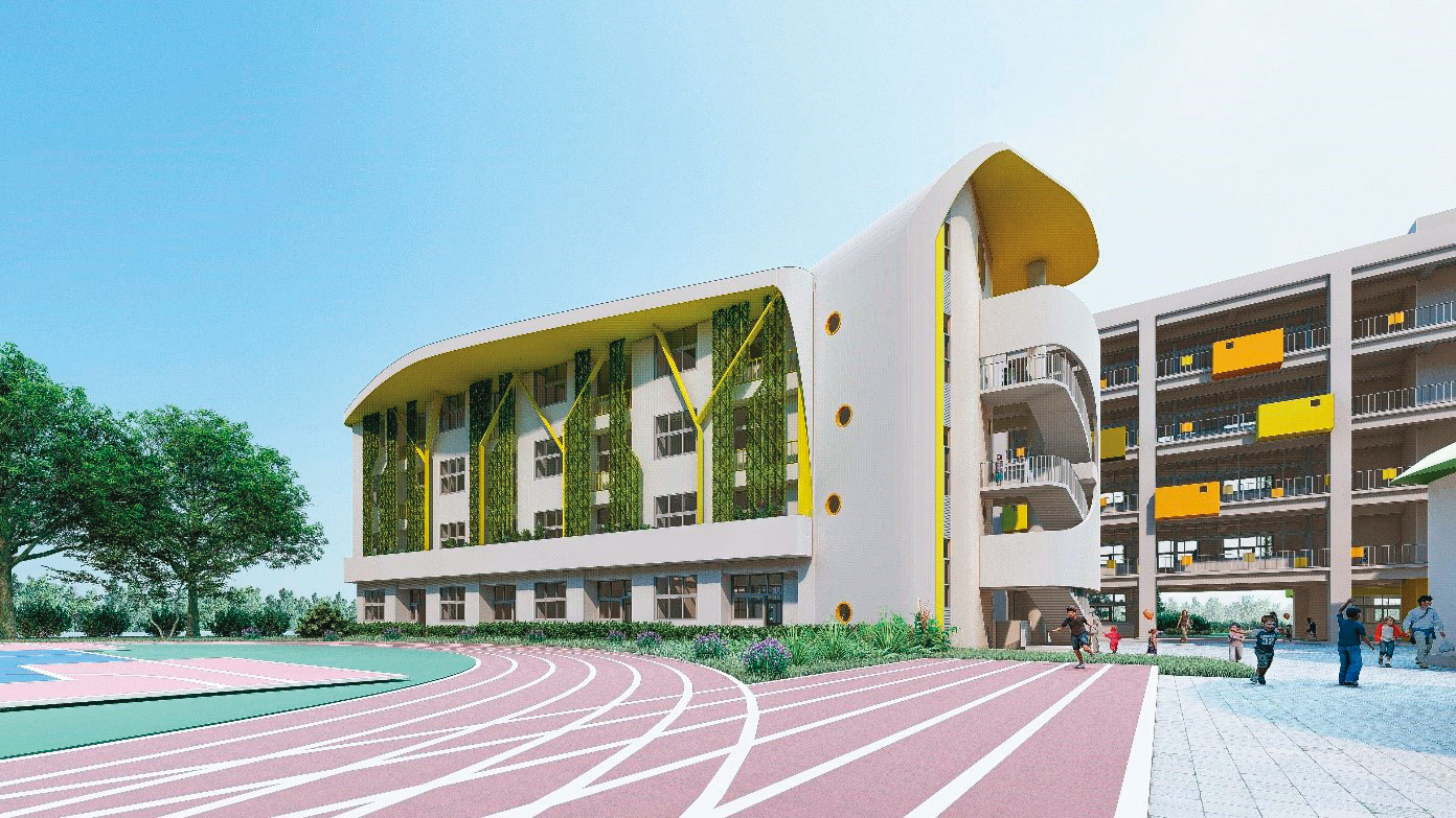 因應北屯區人口增加，廍子國小執行第二期校舍工程，讓每位學生都能「在地入學、在地就學」。（台中市政府教育局提供）