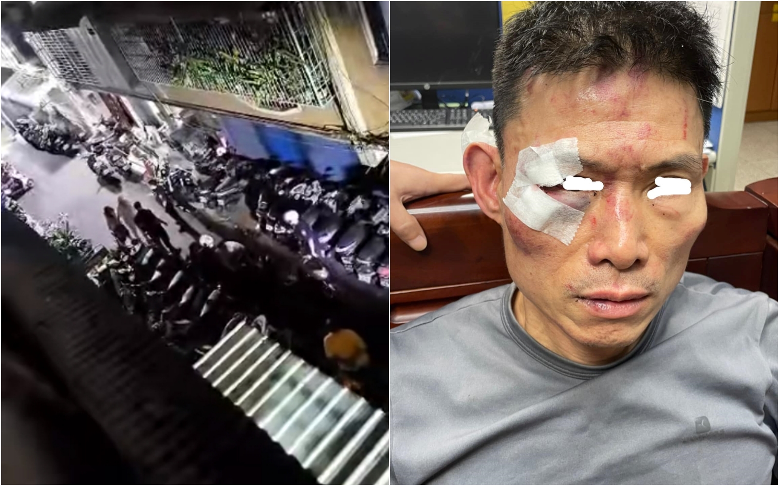 黃男遭誤認成通緝犯還被暴打一頓，兒子不捨父親受到這種待遇，向網友求助取得現場畫面試圖還原真相。（翻攝臉書）