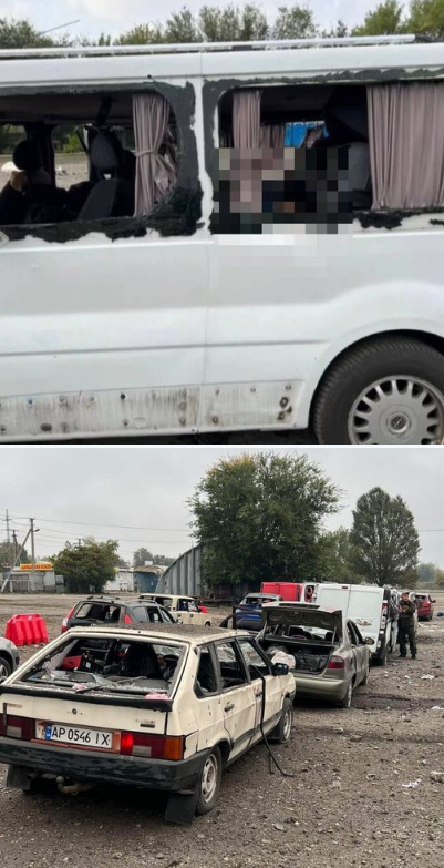 平民車隊遭俄軍襲擊,造成多人死傷,車都被燒成廢鐵。(翻攝推特@igorlachenkov)