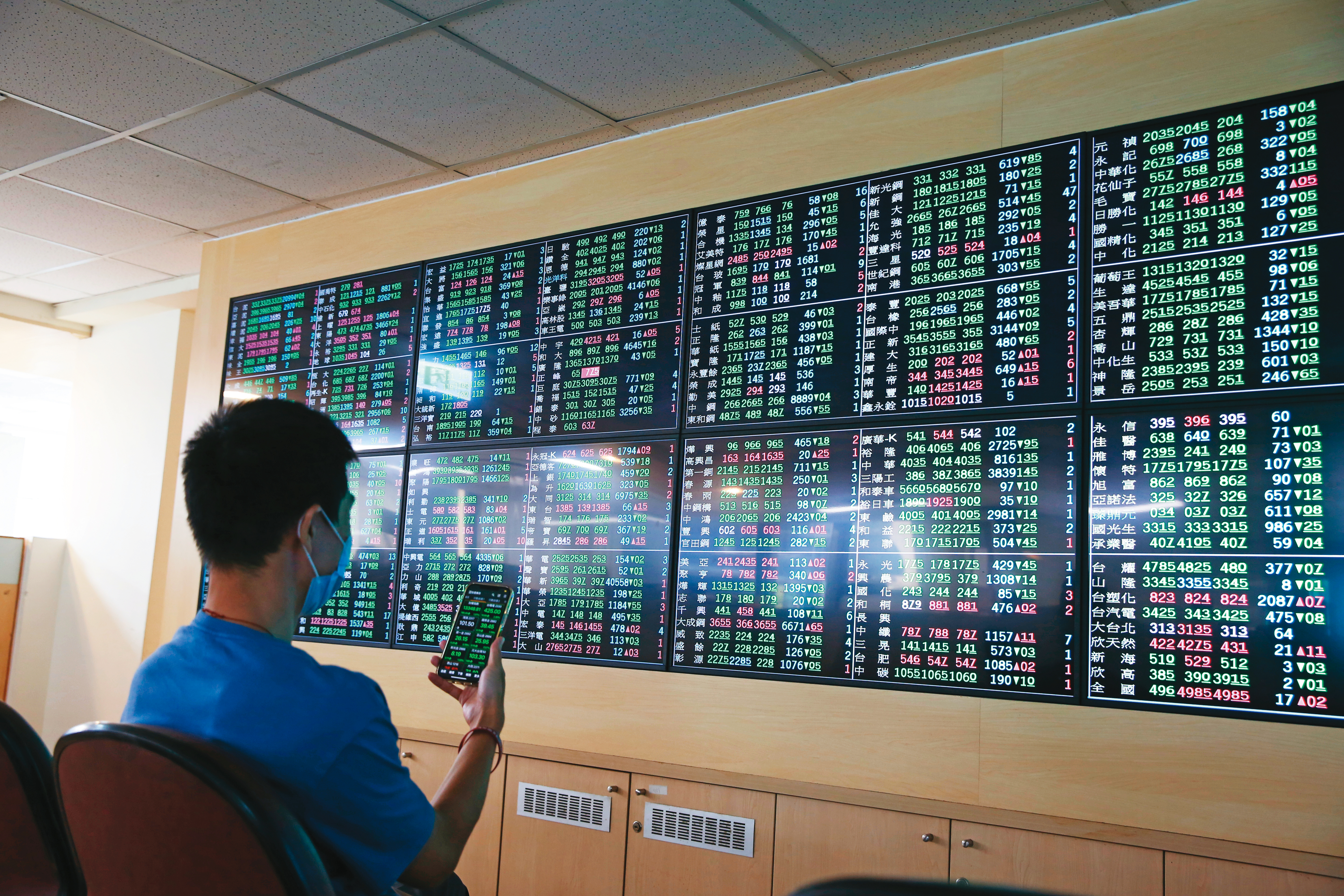 台灣股市顯露跌勢，國安基金與勞退基金接連進場，然而成交量尚未縮小的情況下，政府應保留實力，才能在股市瀕臨崩盤時大舉投入。