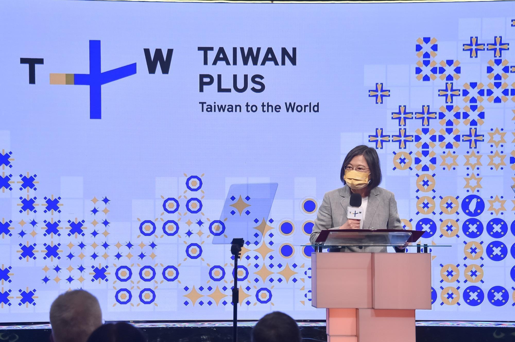 蔡英文總統受邀出席TaiwanPlus開播記者會。(公視提供)