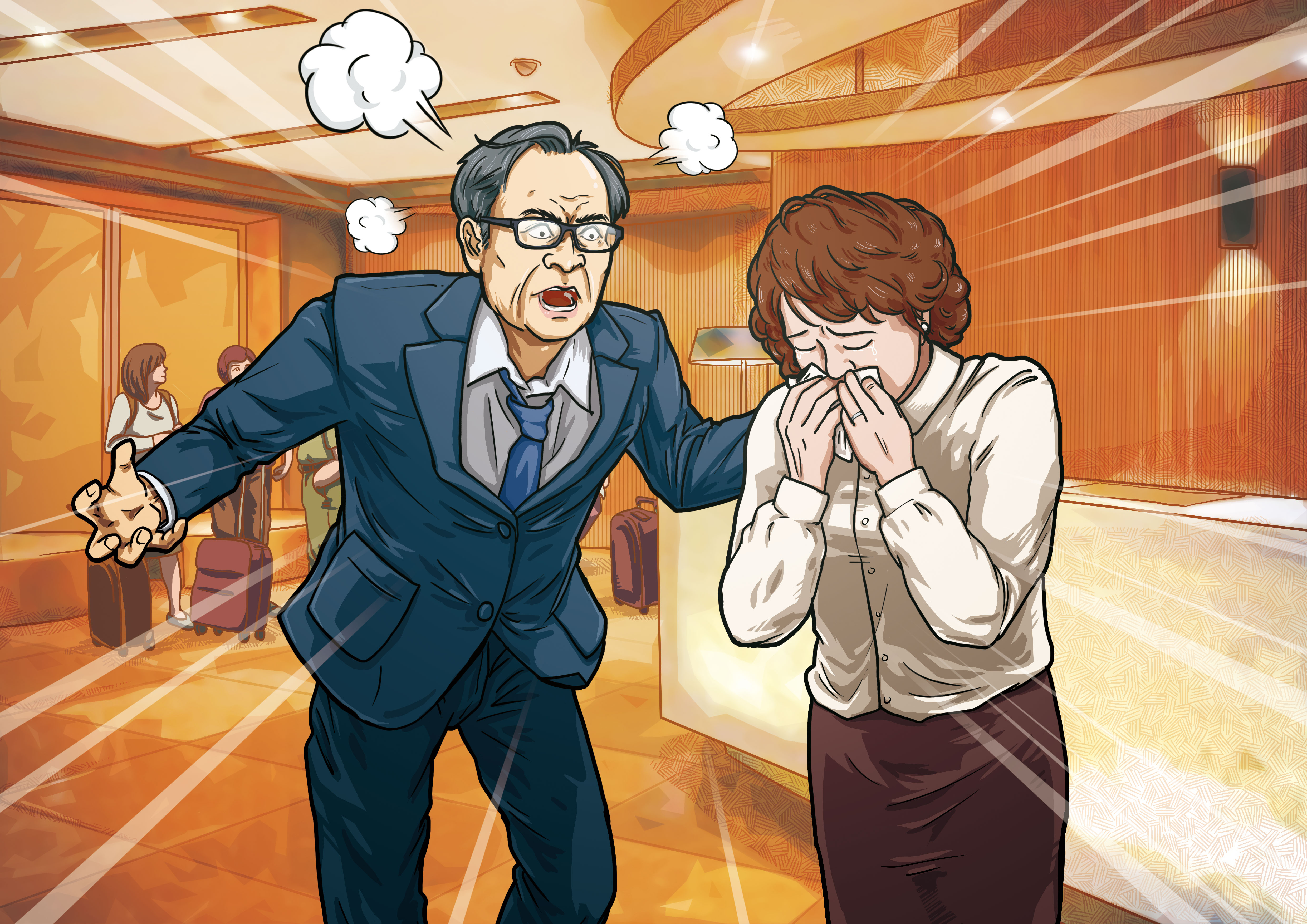 原能會主委謝曉星遭控常刻意肩碰肩緊靠女下屬，讓人感覺不舒服。（示意圖）