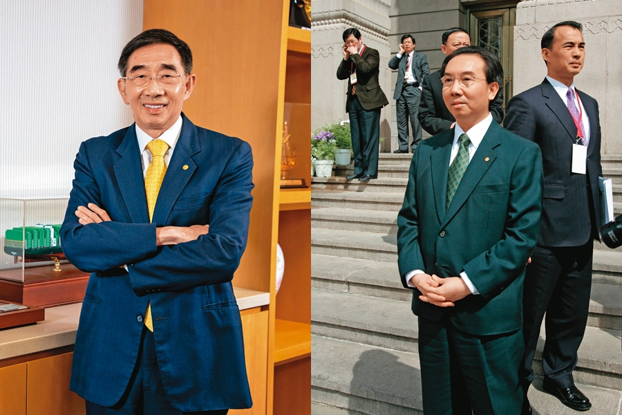  張國華（左）與張國政（右）協商，初步與弟弟們達成解散集團2大控股公司的共識。 張國政轉向和張國華和談，弟弟派分裂跌破外界眼鏡。（左圖為聯合知識庫提供、右圖為本刊資料照）